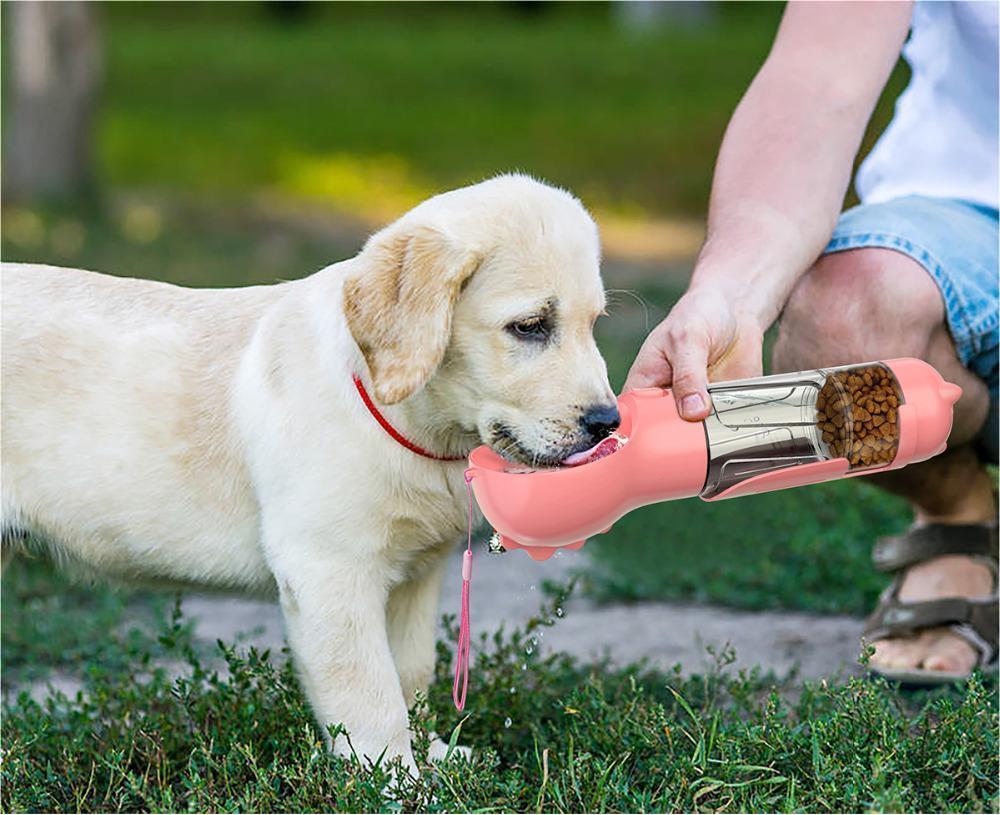 Pet Water Bottle Feeder Bowl Garbage Bag Storage Portable Pet Outdoor Travel...