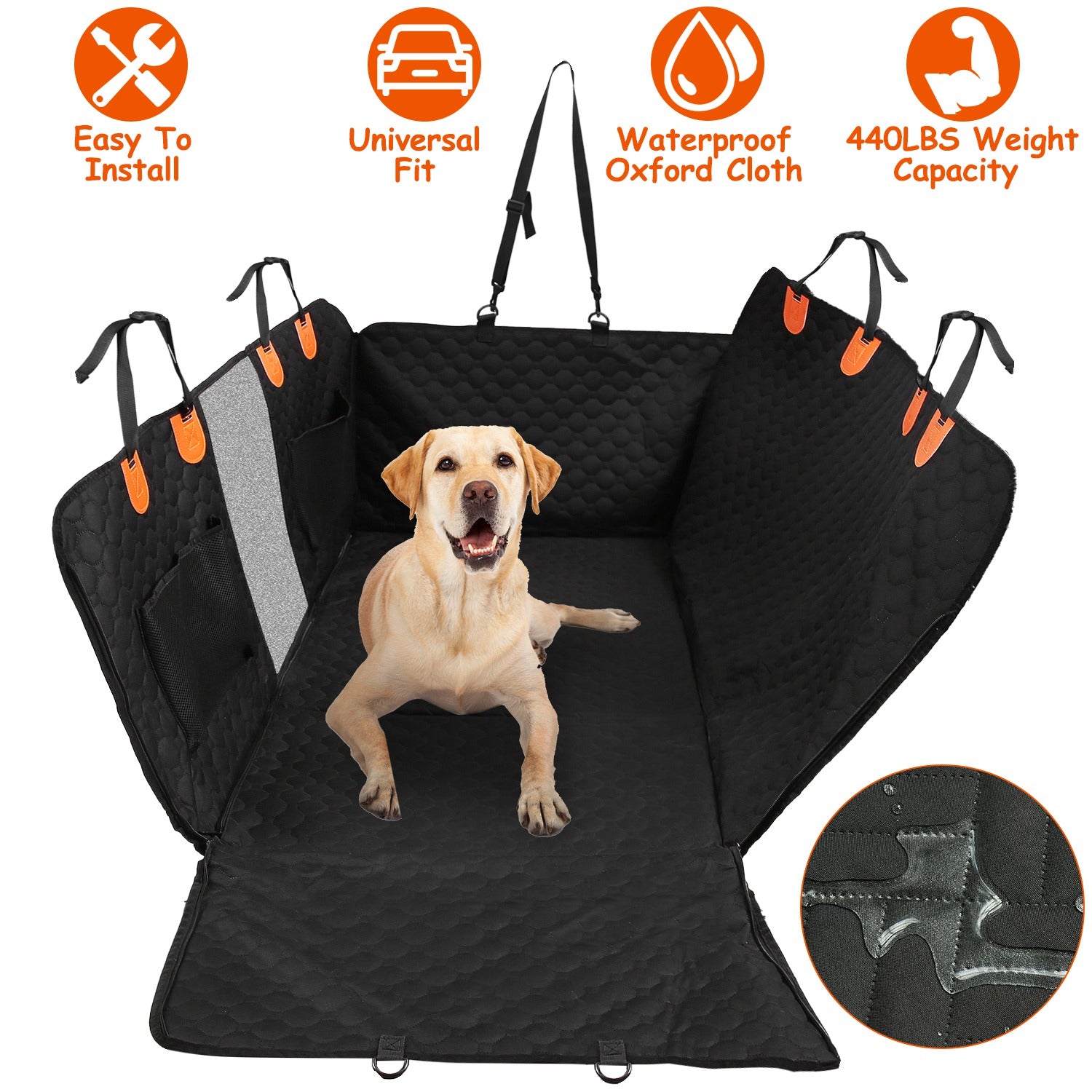 PawPath Road Trip — Dog Car Back Seat Cover With Zipper Mesh...